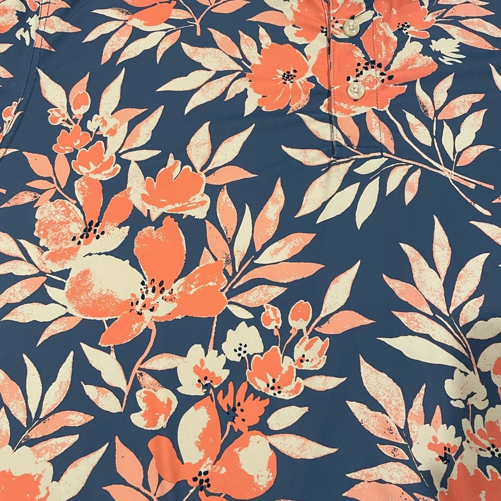Chubbies Blue Floral Golf Polo Size Large fits to XL see measurements - Picture 3 of 6
